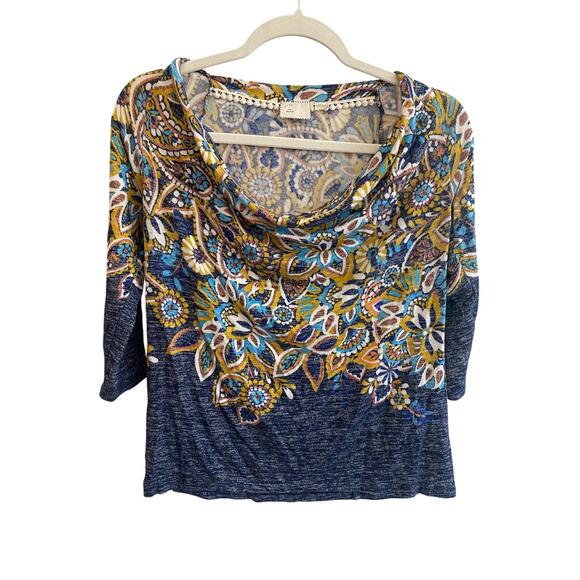 Anthropologie Blouse Blue and Floral M - Picture 1 of 6